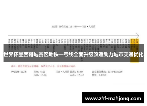 世界杯墨西哥城赛区地铁一号线全面升级改造助力城市交通优化 世界杯墨西哥城赛区地铁一号线全面升级改造助力城市交通优化